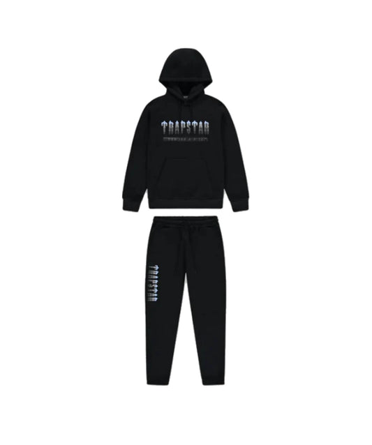 Trapstar Chenille Decoded 2.0 Hooded Tracksuit - BLACK/ICE BLUE