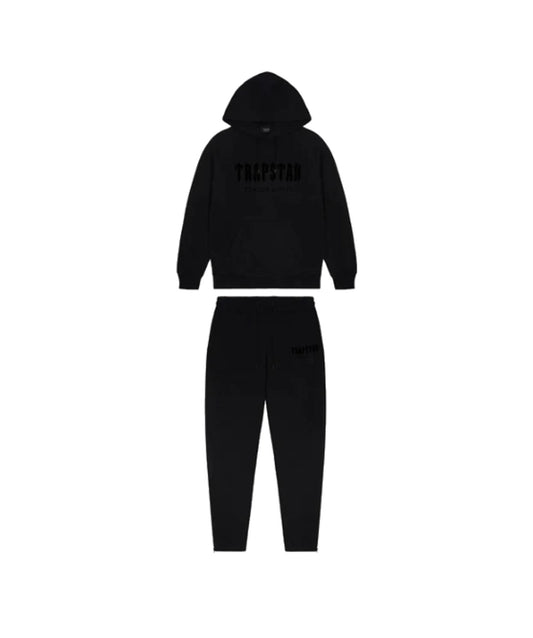 Trapstar Chenille Decoded Hooded Tracksuit - Blackout Edition