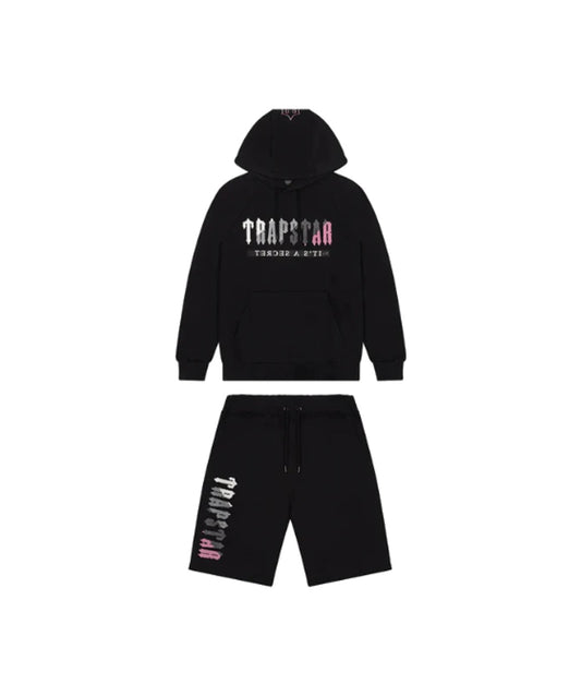 Trapstar Chenille Decoded Short Set - Black/Pink