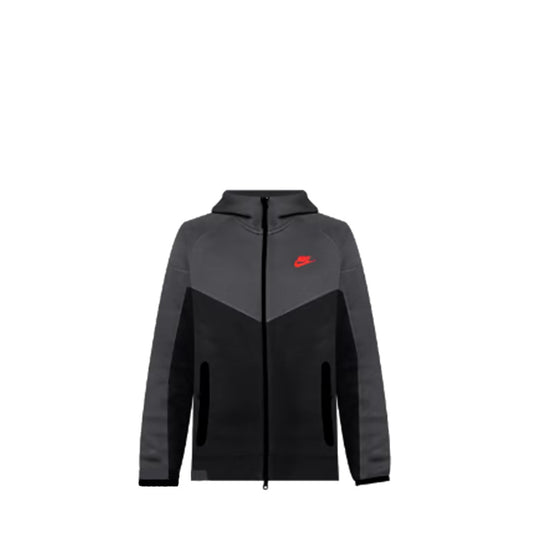 Nike Tech Fleece Hoodie - Black/Dark Grey/Red (4TH GEN)