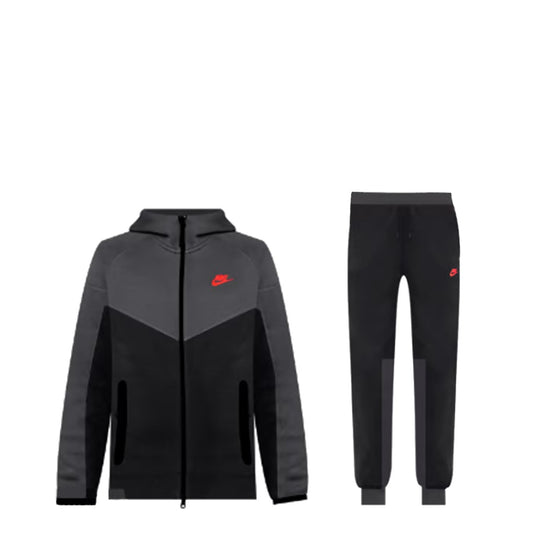 Nike Tech Fleece Tracksuit - Black/Dark Grey/Red (4TH GEN)