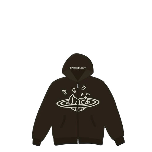 Broken Planet Zip Up Hoodie - Dark Brown