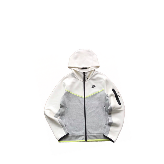 Nike Tech Fleece Hoodie - WHITE/GREY/NEON (3RD GEN)